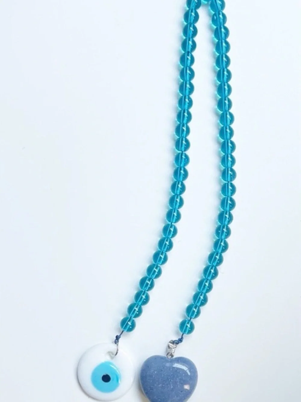 New MAYAMAR Evil Eye & Heart Beaded Bag Charm - Blue, 15” - Picture 6 of 9